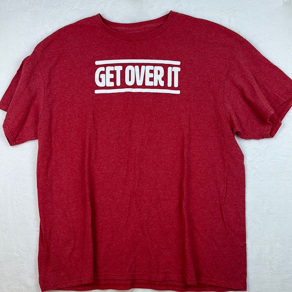 Get over It Short Men’s Sleeve Graphic T-shirt Red Size XLarge